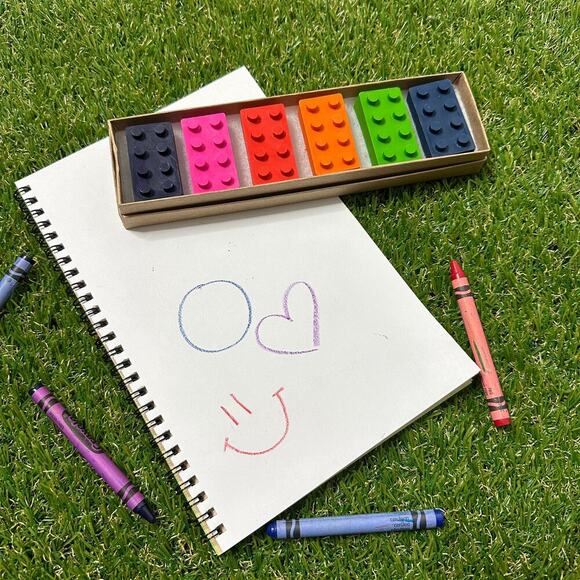 2/$24 Building Bricks Blocks Crayons (6), Kids Girls Boys Gender Neutral Gift - Picture 7 of 9